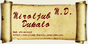Miroljub Dupalo vizit kartica